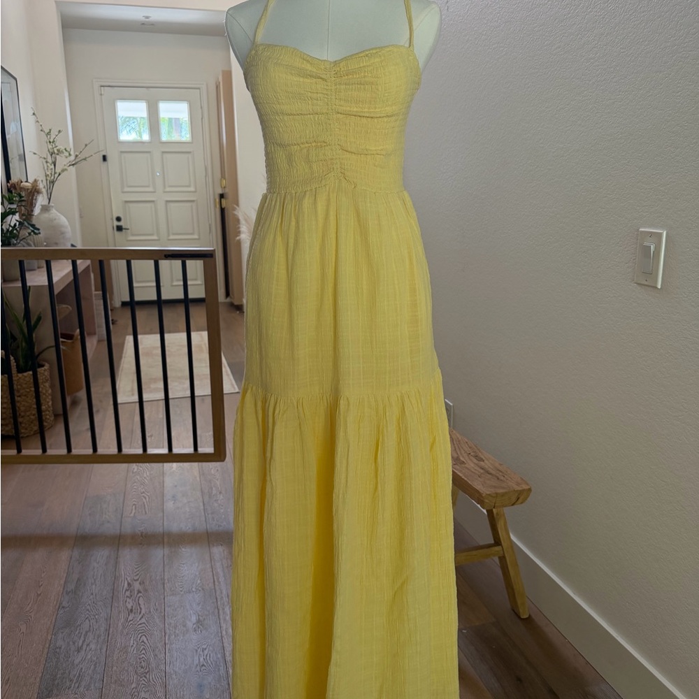 l*space Yellow Smocked Halter Maxi Dress